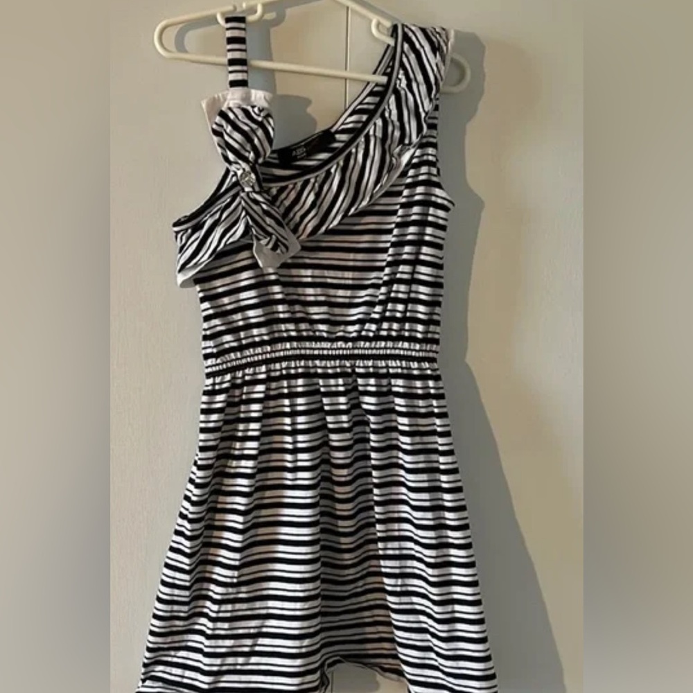 ANS Kids Striped Navy and White Kids Casual Dress